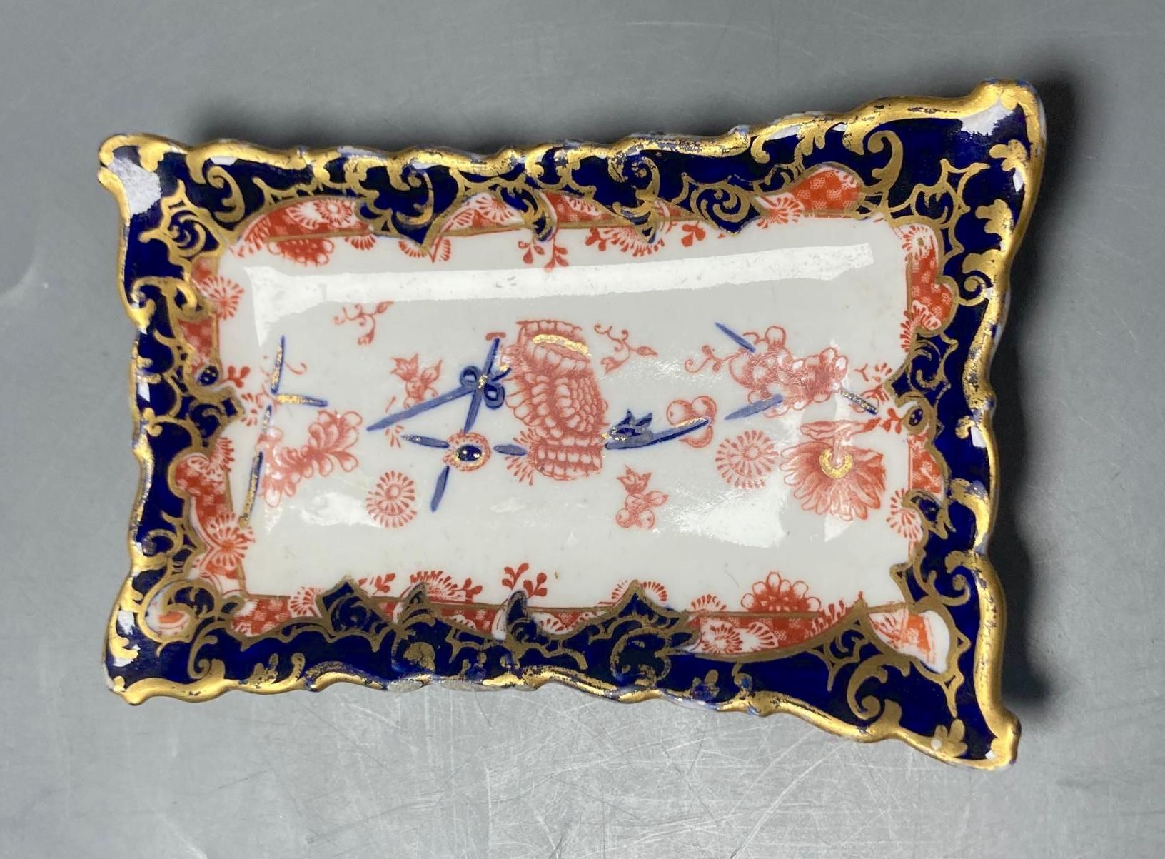 Two Royal Crown Derby dishes and a Royal Copenhagen plate, 26cm